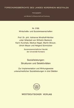 Couverture de l’ouvrage Sozialleistungen: Strukturen und Selektivitäten