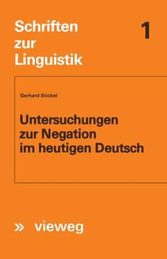 Couverture de l’ouvrage Untersuchungen zur Negation im heutigen Deutsch