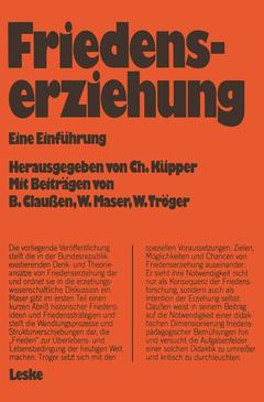 Couverture de l’ouvrage Friedenserziehung