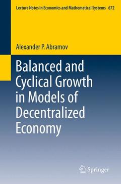 Cover of the book Balanced and Cyclical Growth in Models of Decentralized Economy