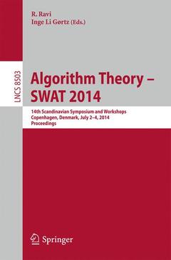 Couverture de l’ouvrage Algorithm Theory -- SWAT 2014