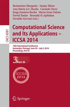 Couverture de l’ouvrage Computational Science and Its Applications - ICCSA 2014