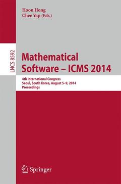 Couverture de l’ouvrage Mathematical Software -- ICMS 2014