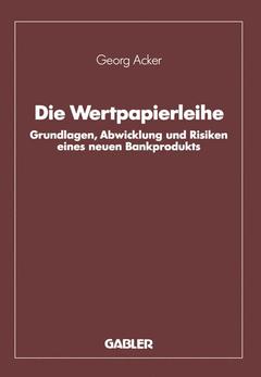Couverture de l’ouvrage Die Wertpapierleihe