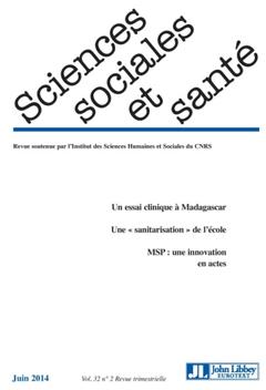 Couverture de l’ouvrage Revue sciences sociales et santé - Vol 32 - N°2 juin 2014