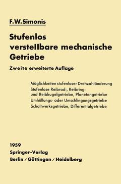 Cover of the book Stufenlos verstellbare mechanische Getriebe