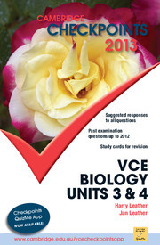 Couverture de l’ouvrage Cambridge Checkpoints VCE Biology Units 3 and 4 2013