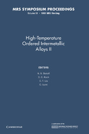 Couverture de l’ouvrage High-Temperature Ordered Intermetallic Alloys II: Volume 81