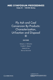 Cover of the book Fly Ash and Coal Conversion By-Products: Characterization, Utilization and Disposal III: Volume 86