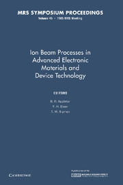 Couverture de l’ouvrage Ion Beam Processes in Advanced Electronic Materials and Device Technology: Volume 45