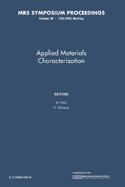 Couverture de l’ouvrage Applied Materials Characterization: Volume 48