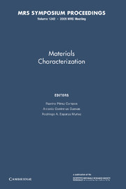 Couverture de l’ouvrage Materials Characterization: Volume 1242
