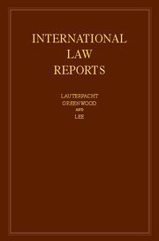 Couverture de l’ouvrage International Law Reports: Volume 153