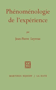 Cover of the book Phénoménologie de L'expérience