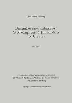 Cover of the book Denkmäler eines hethitischen Großkönigs des 13. Jahrhunderts vor Christus