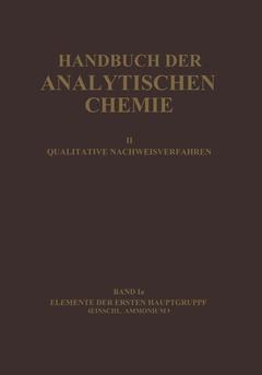 Cover of the book Elemente der Ersten Hauptgruppe Einschl. Ammonium
