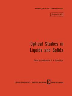 Couverture de l’ouvrage Optical Studies in Liquids and Solids