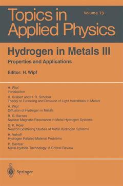 Couverture de l’ouvrage Hydrogen in Metals III
