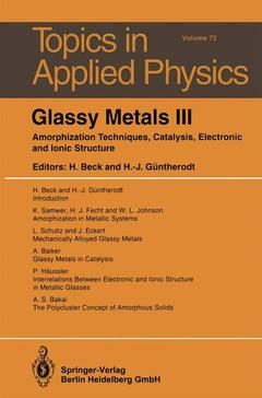Couverture de l’ouvrage Glassy Metals III