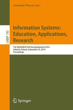Couverture de l’ouvrage Information Systems: Education, Applications, Research
