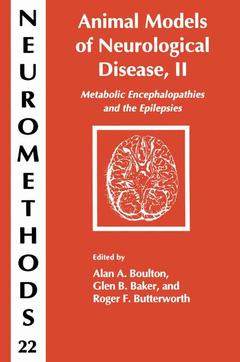 Couverture de l’ouvrage Animal Models of Neurological Disease, II