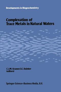 Couverture de l’ouvrage Complexation of trace metals in natural waters