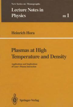 Couverture de l’ouvrage Plasmas at High Temperature and Density