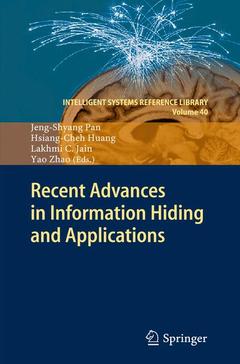 Couverture de l’ouvrage Recent Advances in Information Hiding and Applications