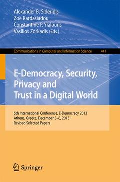 Cover of the book E-Democracy, Security, Privacy and Trust in a Digital World