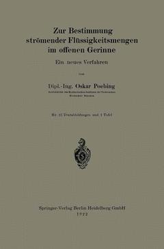 Couverture de l’ouvrage Zur Bestimmung strömender Flüssigkeitsmengen im offenen Gerinne