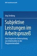Cover of the book Subjektive Leistungen im Arbeitsprozeß