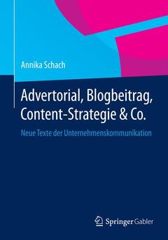 Cover of the book Advertorial, Blogbeitrag, Content-Strategie & Co.