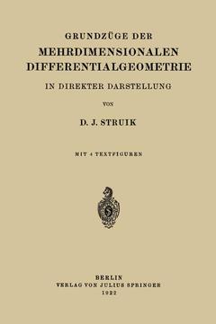 Couverture de l’ouvrage Grundzüge der Mehrdimensionalen Differentialgeometrie