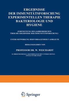 Cover of the book Ergebnisse der Immunitätsforschung Experimentellen Therapie Bakteriologie und Hygiene