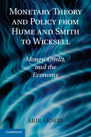 Couverture de l’ouvrage Monetary Theory and Policy from Hume and Smith to Wicksell