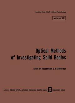 Couverture de l’ouvrage Volume 25: Optical Methods of Investigating Solid Bodies