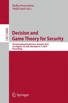 Couverture de l’ouvrage Decision and Game Theory for Security