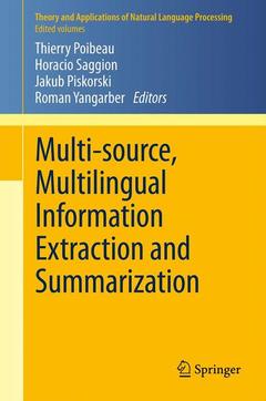 Couverture de l’ouvrage Multi-source, Multilingual Information Extraction and Summarization