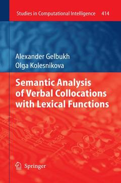 Couverture de l’ouvrage Semantic Analysis of Verbal Collocations with Lexical Functions