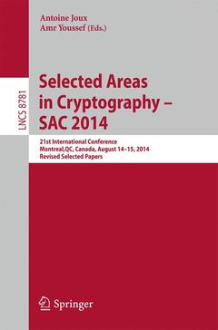 Couverture de l’ouvrage Selected Areas in Cryptography -- SAC 2014