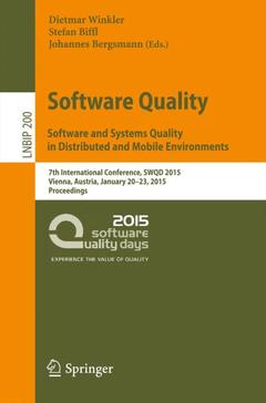 Cover of the book Software Quality. Software and Systems Quality in Distributed and Mobile Environments