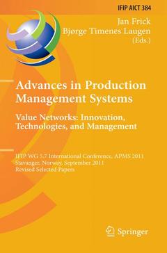 Couverture de l’ouvrage Advances in Production Management Systems. Value Networks: Innovation, Technologies, and Management