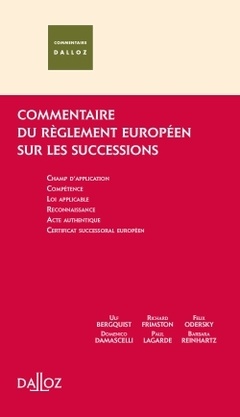 Couverture de l’ouvrage Commentaire du réglement européen sur les successions