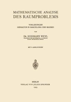 Couverture de l’ouvrage Mathematische Analyse des Raumproblems