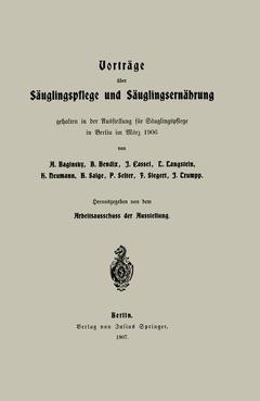 Couverture de l’ouvrage Vorträge über Säuglingspflege und Säuglingsernährung
