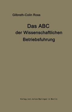 Couverture de l’ouvrage Das ABC der wissenschaftlichen Betriebsführung