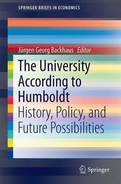 Couverture de l’ouvrage The University According to Humboldt