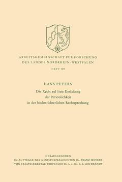 Couverture de l’ouvrage Das Recht auf freie Entfaltung der Persönlichkeit in der höchstrichterlichen Rechtsprechung