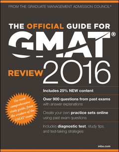 Couverture de l’ouvrage The Official Guide for GMAT Review 2016 with Online Question Bank and Exclusive Video