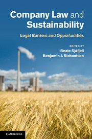 Couverture de l’ouvrage Company Law and Sustainability